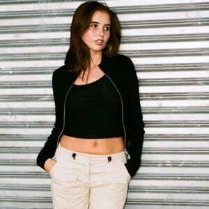 John Galt Black Zip Up Sweater SZ XS